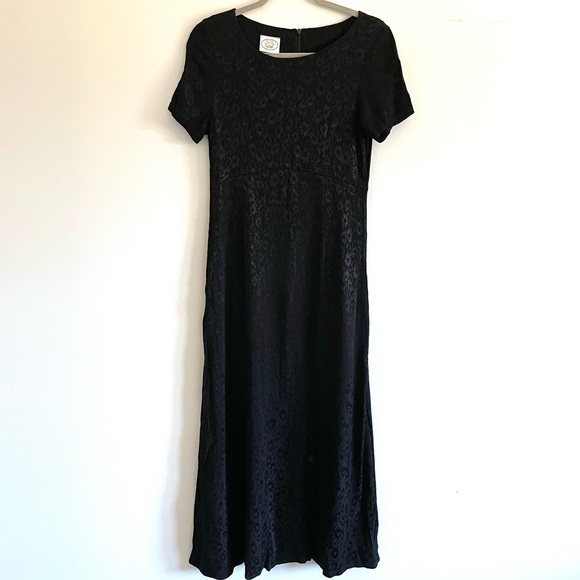 Laura Ashley | Dresses | Laura Ashley Black Floral Jacquard Nineties ...